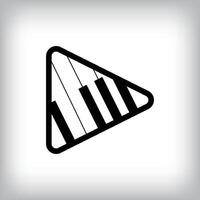 Piano keys inside the play line. Unique music design. Company, course and music company design. vector