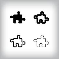 Simple puzzle piece icon set. 4 Different thicknesses and game piece designs. Communication and global icon. vector