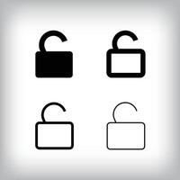 Simple open lock icon set. 4 Different thicknesses and padlock designs. Communication and global icon vector