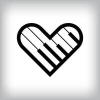 Piano keys inside heart line. Unique music design. Company, course and music company design. vector