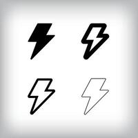 Simple lightning icon set. 4 Different thickness and voltage electrical designs. electric current icon. vector