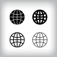 Simple world line icon set. 4 Different thicknesses and globe designs. planning and event icon. vector