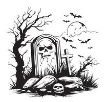 Doodle style tombstone engraving sketch in format vector