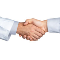 Close-up of two hands shaking in a professional handshake on a transparent background png