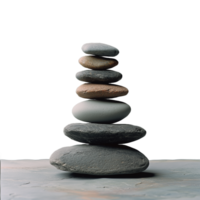 Balanced stack of smooth stones on transparent background symbolizing harmony and tranquility png