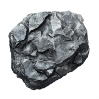 Rough textured black coal rock isolated on transparent background for industrial and energy concepts png