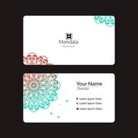 Luxury business card white with mandala colorful design vector