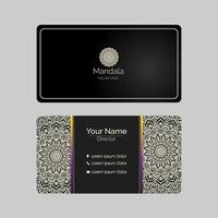 Luxury business card black with mandala white vector