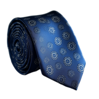 Realistic photo of a blue tie with circular patterns on a transparent background png