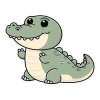 Chibi Alligator with Joyful Sitting Pose vector