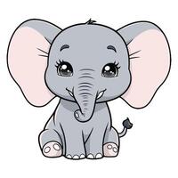 Smiling Chibi Elephant Relaxing Calmly vector