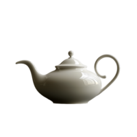 Elegant ceramic teapot with ornate handle on a transparent background for tea enthusiasts and kitchen decor. png