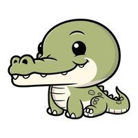 Chibi Alligator Laughs While Sitting Calm vector