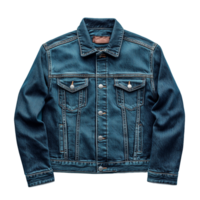 Blue denim jacket with buttons and collar isolated on transparent background png