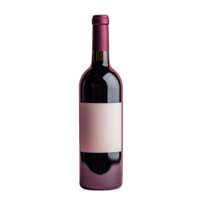 Wine bottle with deep red liquid and blank label isolated on transparent background png