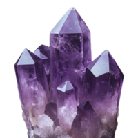 Amethyst crystal with jagged edges in a vibrant purple hue isolated on transparent background png