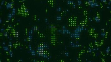 Abstract glowing pixels moving high tech digital matrix binary code falling. Futuristic screen with animated digital graphs, charts, computer data and more. Matrix Numbers binary code Looping video