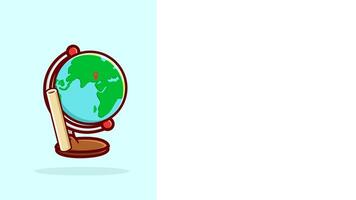 Animation of cute cartoon globe and paper suitable for science footage background video