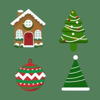set of christmas tree, Flat design christmas element collection,Hand drawn christmas element collection vector