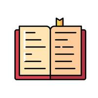 Open book with mark learning icon, Outline symbol icon. Editable stroke. vector