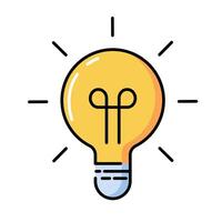 Bulb idea smart thinking learning icon, Outline symbol icon. Editable stroke. vector