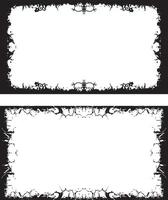 two black and white frames with a black and white design, three white vertical banners with black borders, a square frame with black and white grunge effect paint set vector