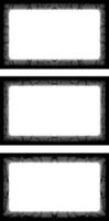 three blank white banners with black and white patterns, three white vertical banners with black borders, a square frame with black and white grunge effect paint set vector