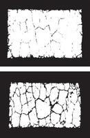 two white and black rectangular frames with cracks, a set of grunge frames with black and white designs illustrations vector