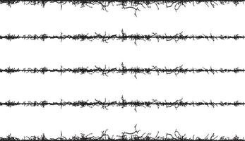 barbed wire seamless pattern, A set of black and white fence lines with different shapes, a border wire with barbed wire, barbed with a line vector