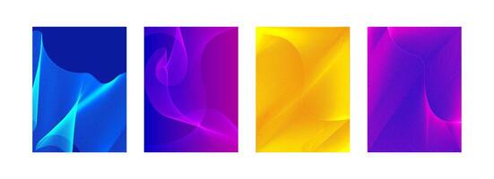 four colorful banners with different colors, a colorful poster set, abstract banners set with wavy lines, abstract template, Layout of design banner, a colorful poster set, geometric shape background vector
