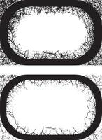 two oval frames with black and white paint, three white vertical banners with black borders, a square frame with black and white grunge effect paint set vector