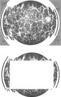 a set of circular fingerprint effect designs with a black and white background, two blank white frames with a black background, a set of grunge frames with black and white designs illustrations vector