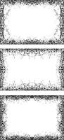 three black and white frames with ornate designs, three white vertical banners with black borders, a square frame with black and white grunge effect paint set vector