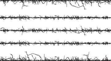 barbed wire seamless pattern, A set of black and white fence lines with different shapes, a border wire with barbed wire, barbed with a line vector