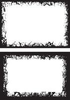 grunge frame with black and white , three white vertical banners with black borders, a square frame with black and white grunge effect paint set vector