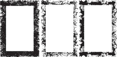 grunge frames set , three white vertical banners with black borders, a square frame with black and white grunge effect paint set vector