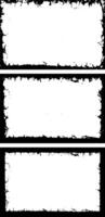 blank white frames with black paint on them, three white vertical banners with black borders, a square frame with black and white grunge effect paint set vector
