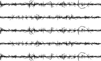 barbed wire vintage effect, A set of black and white fence lines with different shapes, a border wire with barbed wire, barbed with a line vector