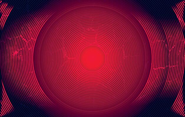 a red and black background with a circular vintage effect design, a red circle with a red background with a red circle and a black circle in the center.