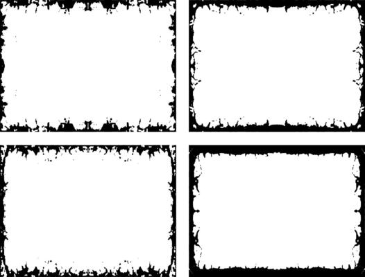four black and white grunge frames set with white space for photo album,