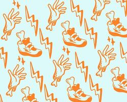 Abstract pattern hand shoes and thunder background layout wallpaper print art paper fabric textile editable vector