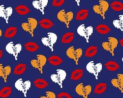 Lips and heart pattern illustration background layout wallpaper print art fabric textile design editable vector