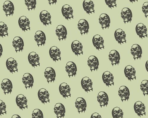 Skull Head pattern background illustration vintage fabric textile design print art editable