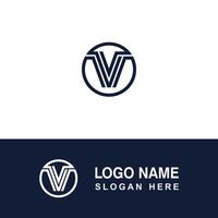 Cool initial V logo with circle. vector