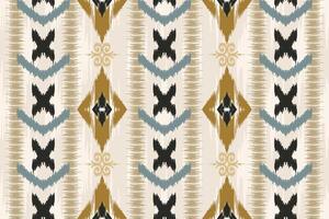 Seamless Ikat pattern with geometric shapes. Ideal for textiles, wallpapers and fabric designs. Traditional Ikat tribal pattern with diamond shapes and abstract details. vector