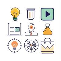 Flat Line Icons on Neutral White Background vector