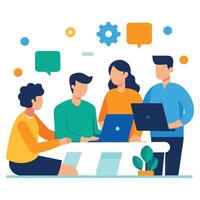 Teamwork and Office Collaboration Icons for Business Communication and Brainstorming vector