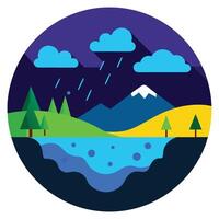Vibrant monsoon rain or urban view with rain effects vector