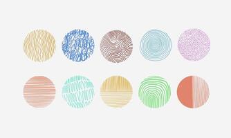 Collection of Circular Patterns with Different Colors and Line Designs vector