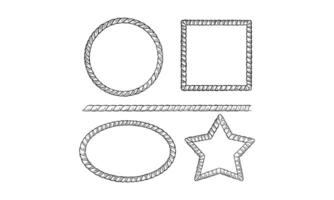 Hand-drawn Rope Frames in Oval, Square, Circle, and Star Shapes vector